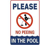 Pool Signs Vintage Please No Peeing In The Pool Metal Tin Sign Pool Decorations Outdoor Swimming Pool Wall Decor Pool House Decor 8x12 Inch, green white red