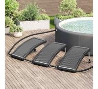 Pool Solar Heating Panels Black HDPE PC Aluminium 110x65cm Curved 3pcs Set Legs