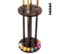 Pool Stick Holder Floor Stand - Round Billiard Cue Rack Pool Table Accessories Holds 8 Pool Cues, Wooden Freestanding Pool Cue Rack Billiards Table Stand for Game Room Billiard Room Decor(Mahogany)