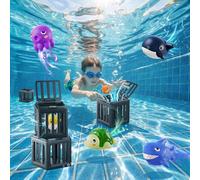 Pool Summer Diving Toys for Kids, Underwater Swim Game Set with 6 Floating Sea Animals & 6 Dive Cages, Summer Water Swimming Pool Toys, Bath, Beach, Fun Birthday Gift for kids(6 Sea Animals)