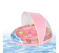 Pool Swimming Ring for Children, Tilt Protection Water Ring with Shade Canopy, Inflatable Swimming Rings - for Beach Party, Summer, Lake, River, Outdoor, and Girls, from 0-3