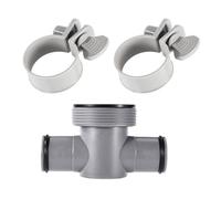 Pool T-Connector Kit, 1.25 to 1.5 Inch Hose Adapter with O-Ring and Clamps for Coleman Intex P61408, 3-Pack Gray