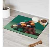 Pool Table Ball Pattern Pet Feeding Mat for Cat Dog Water Bowl Food Mats Pet Feeding Mats Absorbent Nti-Slip Contain Spills Protects Floors Placemat 30.4 x 50.8 cm