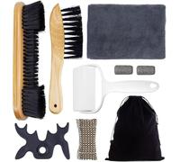 Pool Table Brush Accessories 8 Set,Billiards Cleaning Accessories,with 1 Moosehead Bridge Head,2 Wooden Table Brushes for Felt,1 Sticky Lint Roller,Pool Cue Cloth,Storage Bag and Spare Tools