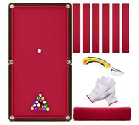 Pool Table Felt,8.53'/ 9' Billiard Cloth with 6 Pcs Cloth Strips and Staple Remover,Gloves,Pool Table Felt Replacement kit for Bars Clubs Family (Red, 8.53FT)