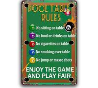 Pool Table Rules Vintage Metal Sign Enjoy The Game And Play Fair Metal Plaque Wall Decor Signs for Home Office Bar Pub Cafe Gymnasium Man Cave Tin Plaque Decor 8"x12"