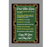 Pool Tables Rules For Pub Club Warning Sign Safety Sign Self Adhesive Gloss Sticker A4 297mm x 210mm V2