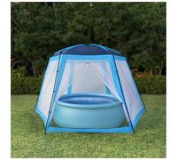 Pool Tent Blue 500x433x250cm PA Coated Fabric Mesh Sidewalls, Fits Ø300cm +pegs