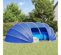 Pool Tent Dome Green 538 x 440 x 204 cm, 185T Polyester with PU Coating, Waterproof and UV-Resistant, with Rollable Zip Doors