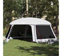 Pool Tent with Removable Rain Tent Mesh Walls Grey 670 x 590 cm Polyester Waterproof Windproof with Carry Bag for Family Camping Outdoor Leisure and Pool Protection