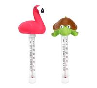 Pool Thermometer Floating, Flamingo & Turtle Design Swimming Pool Thermometer with Rope, Easy Read Water Temperature Thermometer, Shatter Resistant for Outdoor & Indoor Swimming Pools & Spas