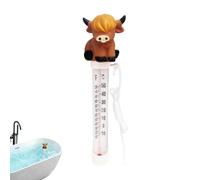 Pool Thermometer - Floating Water Gauge with Large Display, Highland Cow Sensor, Attached Tether for Accurate Reading | Spa Monitor Hot Tub Accessory Pond Cold Plunge Aquarium Indoor Outdoors