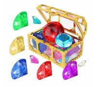 Pool Toys for Kidstreasure | 10 Pc Colorful Diamond with Pirate Chest | Diving Gems Toys for Swimming Pool | s Swimming Pools Toy for Kids | Paddling Pools Toy for Boys & Girls