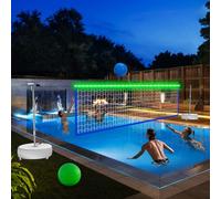 Pool Volleyball Net - Portable Indoor/Outdoor Swimming Pool Volleyball Net System with 2 Water Volleyballs and Heavy Duty Base.Adjustable Length 15-25FT for Pickleball Net and Tennis Net