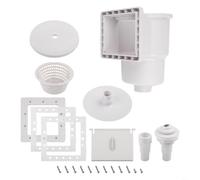 Pool Wall Skimmer Kit For Above Ground Swimming Pools, 6 Inch Thru Wall Replacement With Vacuum Plate And Hose Adaptor, Uv Resistant Abs Plastic Debris Collector For Surface Cleaning, White