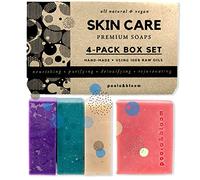 Poola Bloom Artisanal Soap Quartet-handmade Natural Shea Butter Bars with Essential Oils Moisturising Set for men and Women 42oz Each: Patchouli Lavender Lemon Eucalyptus