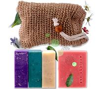 Poola Bloom Organic Vegan Cleansing Blocks Set-4 Exfoliating Handmade Bars with Essential Oils Moisturising Cruelty-free Ideal for Men’s Skincare Soft and Refreshing Skin