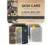 Poola & Bloom Organic Vegan Hand Cleansing Bar Set for Men-handmade Charcoal Dead Sea Green Clay Exfoliating Moisturising Nourishing Cruelty-free Essential Oils Rich Lather Daily Grooming