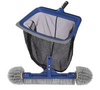 POOLAZA Pool Cleaning Set, Fine Mesh Pool Skimmer Net & Pool Brush with Round Ends for Cleaning, Pool Net with Sturdy Frame & 18 Inch Brush with Integrated Handle Suitable for Standard Pole