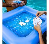 Poolcandy Floating Game Table with Waterproof Playing Cards Inflatable, Puncture-Resistant Vinyl, Self-Floating Card Table for Pool Parties and Trips to The Beach or Lake
