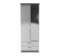Poole 2 Door 2 Drawer Mirrored Robe In Uniform Grey & Dusk Grey (Ready Assembled)