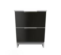 Poole 2 Drawer Bedside Cabinet In Black Gloss & White (Ready Assembled)