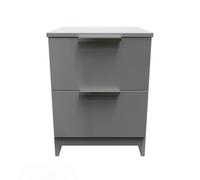 Dover 2 Drawer Bedside Cabinet (Ready Assembled) Ready Assembled 2 U Dark Grey One Size