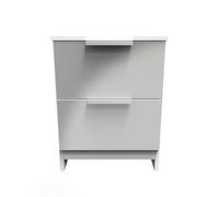 Poole 2 Drawer Bedside Cabinet In Uniform Grey & White (Ready Assembled)