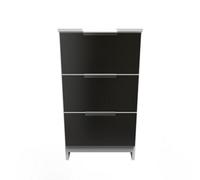 Poole 3 Drawer Bedside Cabinet In Black Gloss & White (Ready Assembled)