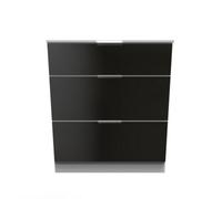 Poole 3 Drawer Deep Chest In Black & White (Ready Assembled)
