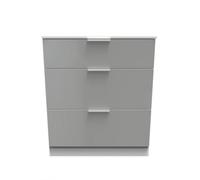 Poole 3 Drawer Deep Chest In Uniform Grey & White (Ready Assembled)