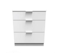 Poole 3 Drawer Deep Chest In White (Ready Assembled)
