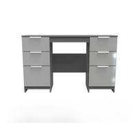 Poole Double Pedestal Desk In Uniform Grey & Dusk Grey (Ready Assembled)