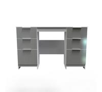 Poole Double Pedestal Desk In Uniform Grey & White (Ready Assembled)