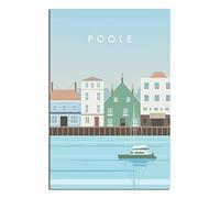 Poole England Skyline Vintage Travel Poster Canvas Wall Home Room Decor Art Poster Painting Picture Print Gift Posters（Frameless）30x40cm
