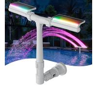 POOLHACKER Solar Pool Fountain with 10-Color LED Lights, Newly Refined Streamlined Design, Auto Dusk Sensor & Timer, Remote Control, Dual-Head Adjustable Spray for Above & Inground Pools
