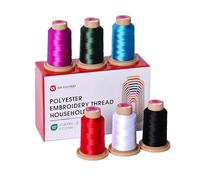 Poolin Embroidery Machine Thread Kit 6 Colors | 40WT Embroidery Thread, 800M/Spool, Compatible with Brother, Janome and Most Embroidery Machines, Low Lint, Colorfast