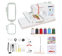 POOLIN EOC05 Embroidery Machine 100x235 mm Embroidery Area, Computerized 18cm LCD Touchscreen, Letter Embroidery & Combination Embroidery with Thread Stabilizer Prewound Bobbins