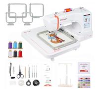 POOLIN EOC06 Embroidery Machine,4 Hoops,Large 200x280 mm Embroidery area,7Inch Touchscreen,Computerized Machine Embroidery for Clothes,T-shirts,Gifts,Home Embroidery Machines for Beginners