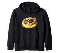 Poolside Chill with a Sloth for Sloths and Summer Lovers Zip Hoodie