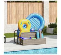 Poolside Float Storage Light Grey PE Rattan Powder-Coated Steel 110x100x57cm UV