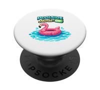 Poolside Mode On Flamingo Float Summer Graphic PopSockets Adhesive PopGrip
