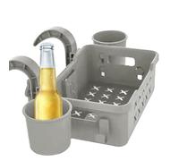 Poolside Storage Basket Swimming Pool Toy Organizer With Cup Holder And Hook, Pool Accessories Hanging Shower Shelf For Goggles, Sunscreen, Clothes And Drinks
