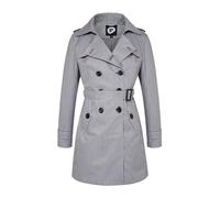 poonyfesh Women's Waterproof Trench Coat Double-Breasted Classic Lapel Petite Overcoat Belted Slim Outerwear Coat, Plaid, S