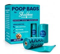 Poop Bags by Shabbee Dog Care - Large Size 23x33cm, Strong & Tear Resistant, Guaranteed Leakproof, Unscented, Our dog poo bags are made with 80% Certified Post Consumer Recycled Material.