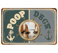 Poop Deck Anchor Sign - Stunning Nautical Rustic Bathroom Decor - Beach and Boat Display - Indoor or Outdoor Use - Durable - Green - 16" x 12"