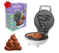Poop Emoji Mini Waffle Maker- Mothers Day Morning Brunch Fun, Silly Treat w Smiley Face Design, 4" Waffler Iron Makes Pan Cake or Waffles w Recipes, Funny Novelty Gag Gift for Her- Licensed by Emoji