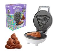 Poop Emoji Mini Waffle Maker- Xmas Breakfast Fun for Kids, Santa Cookie Treat w Cute Smiley Face Design, 4" Waffler Iron Makes Pan Cakes or Waffles, Funny Gag Gift Stocking Stuffer- Licensed by Emoji
