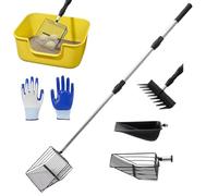Poop Scooper for Chicken Coop - Chicken Litter Scooper with Extendable Handle,4 Shovel Heads, Ergonomic Cleaning Tool for Farm Maintenance Pet Waste Litter Poultry Farming