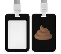 Poop Shit Funny ID Badge Holders with Lanyard Vertical Push-Pull Name Tag Holder for Office Work Card